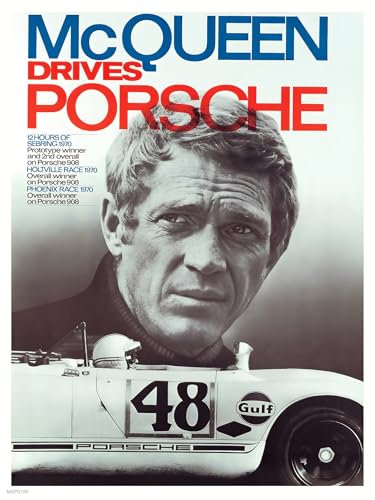 onthewall Steve McQueen Drives Porsche Impression d'art 30 x 40 cm