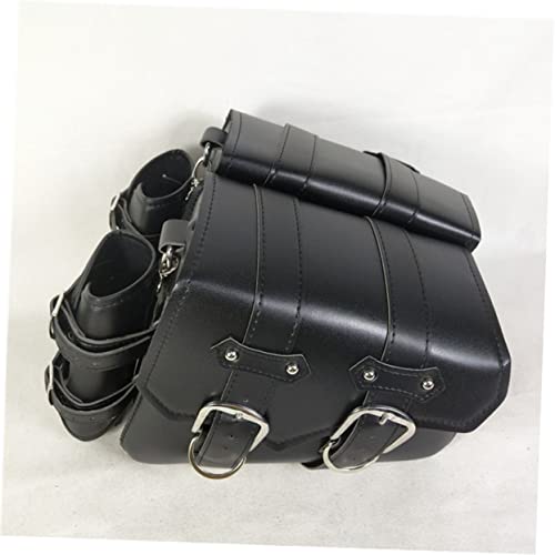 Alforja para motocicleta de cuero PU con correa gruesa, diseño lado izquierdo, bolsa de almacenamiento duradera para ciclismo y senderismo al aire libre miniatura 7