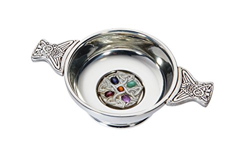 Wentworth Pewter - Standard Pewter Gem Cross Quaich Whisky Tasting Bowl Loving Cup Burns Night