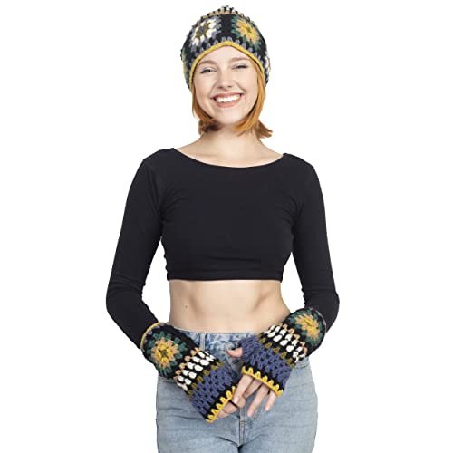 Lakhays Granny Square Beanie-Blue