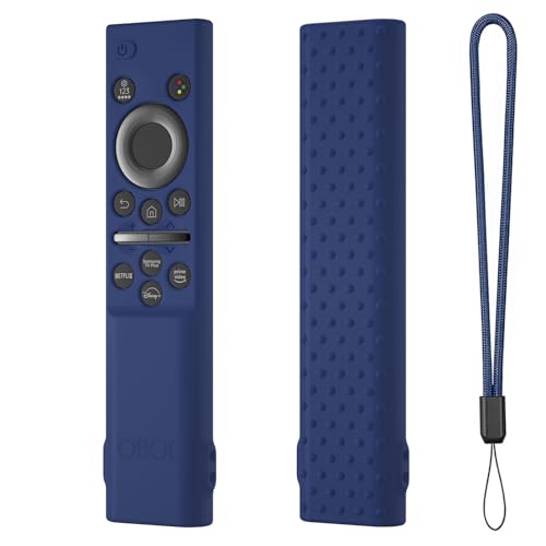 Image of OBOE Silicone TV Remote Cover for Samsung BN59-01311, Dark Blue | Compatible with Samsung Smart QLED TV, Open Key Protective Case, Includes Loop, Remote Not Included