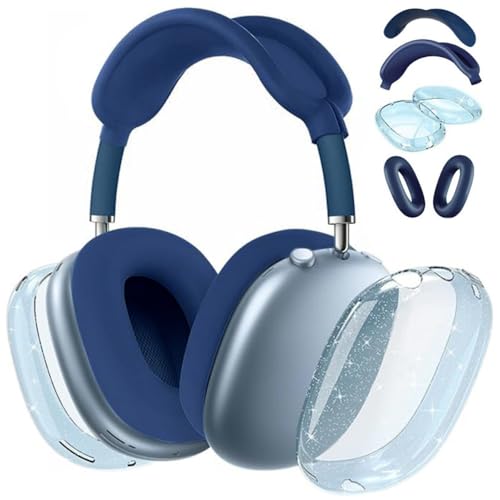 Fomissky 4 in 1 AirPods Max�P�[�X �C���[�J�o�[�t���A�V���R���w�b�h�o���h�J�o�[&�O���b�^�[TPU�C���[�J�b�v�t�� Apple AirPods Max�Ή� (�N���A�~�b�h�i�C�g)