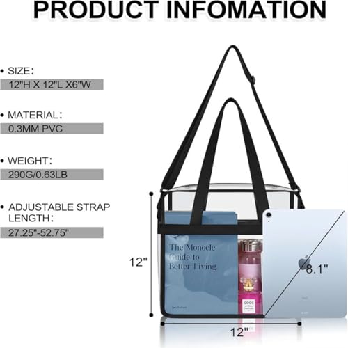 Stadium Approved Clear Bag – Clear Tote Bag For Women Men, Thick PVC Transparent Tote Bag for Concerts Sporting Events2