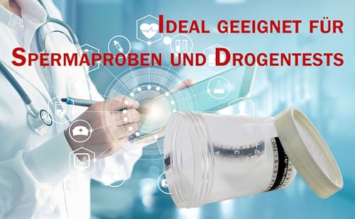 Steriler Urinbecher/Probenbecher Schraubverschluss 120 ml mit Temperaturanzeige 5 Stück