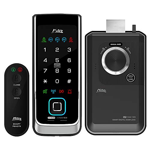 MILRE MI-500F Digital Rim Lock, Biometric Fingerprint, Remote Control, Notification Lamps, Double Locking, Manager Mode, Trespass Alarm, Battery Alarm, High Temperature Warning MILRE MI-500F Digital Rim Lock, Biometric Fingerprint, Remote Control, Notification Lamps, Double Locking, Manager Mode, Trespass Alarm, Battery Alarm, High Temperature Warning