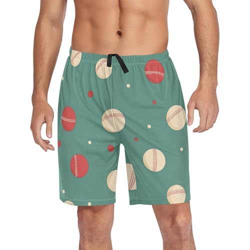 Men's Short Pajama Bottoms Cricket Ball Sport Green Home Casual Sleep Pants4