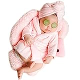 Fashion Cute Newborn Boy Girl Baby Costume Outfits Photography Props Bathrobe Belt Coat Sets (Pink)