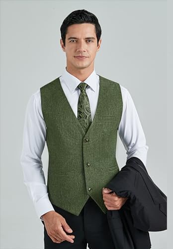 HISDERN Herenvesten formele klassieke V-hals effen kleur vesten voor mannen bruiloft feest zakelijke katoenen pak vest met zakken XS-4XL HISDERN Herenvesten formele klassieke V-hals effen kleur vesten voor mannen bruiloft feest zakelijke katoenen pak vest met zakken XS-4XL