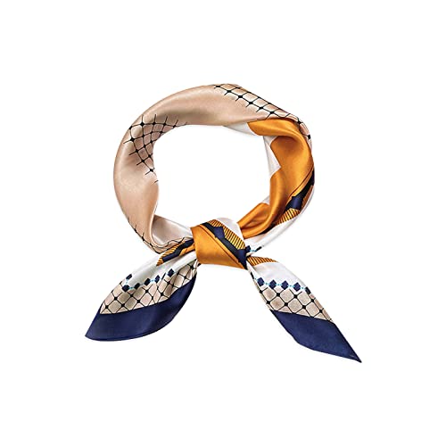 Silk Scarf Women Square Scarves Flower Houndstooth Printed Satin Small Scarves Neckerchief Bandanas Hairband 70×70cm