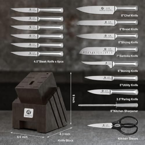 Image of imarku 16PCS High Carbon Stainless Steel Knife Set, Sharp & Durable | Kitchen Knife Set With Block, Ergonomic Non-Slip Handles, Durable Steel Blades And Balanced Design For Comfortable Prep