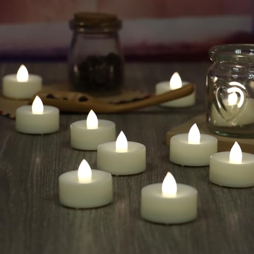 Image of CANDLE CHOICE Battery Operated Flameless Tea Lights Bright Flickering LED Tealight Candles for Wedding Table Centerpieces Halloween Thanksgiving Christmas Decoration Batteries Incl White Light 24 Pack