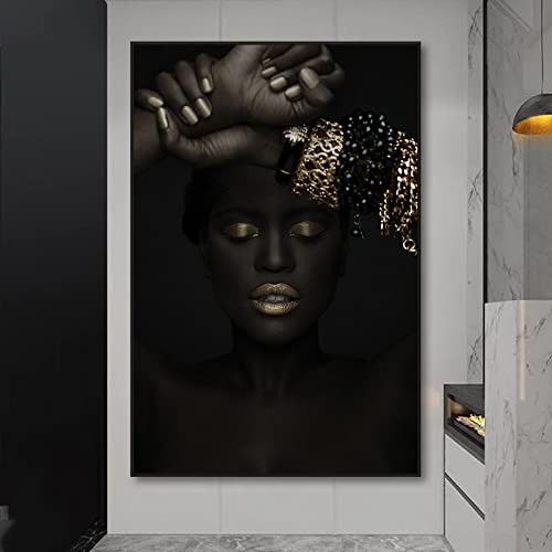 Peinture toile femme africaine pour réchauffer un grand mur blanc sans cadre imposé