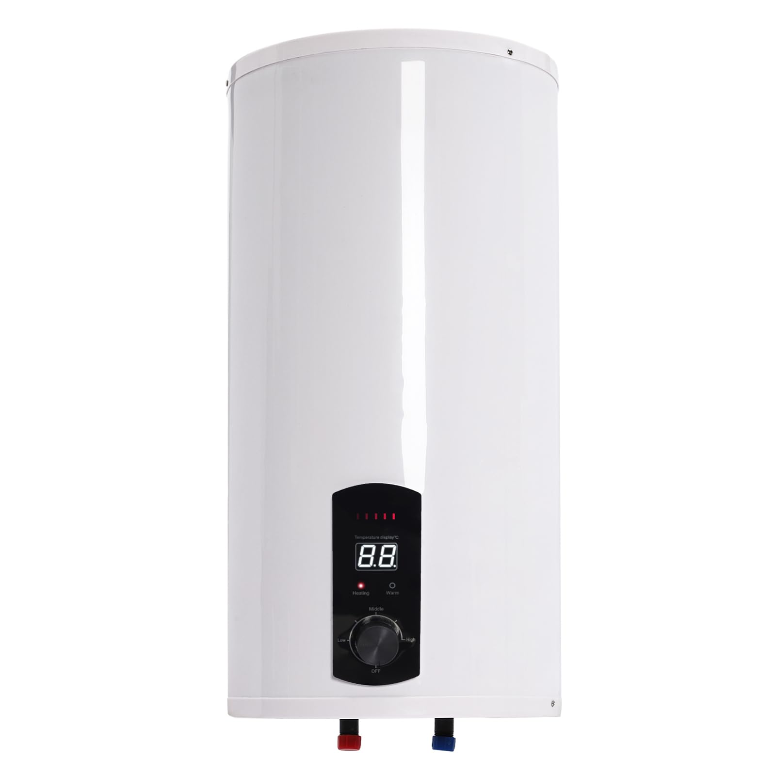 Scaldabagno Elettrico Verticale 80L Schermo Digitale 2000W Parete | 2000 W, IPX4, viene fornito con doccetta e rubinetto, installazione a parete - cucina, bagno, caravan, casa.