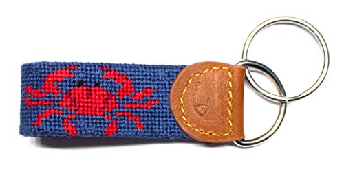 Image of Leather Hand-Stitched Needlepoint Key Fob or Key Chain