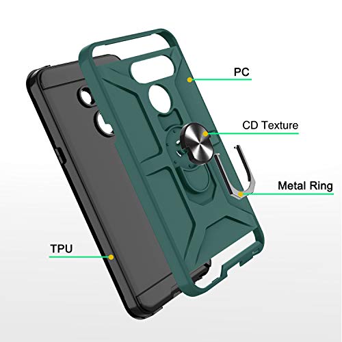 G8 Thinq Case, G8 Case With Hd Screen Protector, Atump 360° Rotation Ring Holder Kickstand [Work With Magnetic Car Mount] Pc+ Tpu Phone Case For Lg G8, Midnight Green #TOP2