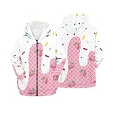 Zarisguat Cartoon Ice Cream Girls Zip Up Hoodie Cute Strawberry Print Casual Hooded Jacket Athletic Sport Sweatshirt for Kids Youth 6-7T
