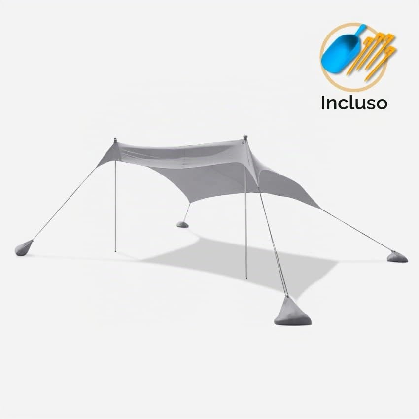 Tenda Spiaggia Mare Gazebo Portatile 2,3 x 2,3 m Protezione UV Antivento Formentera - Grigio