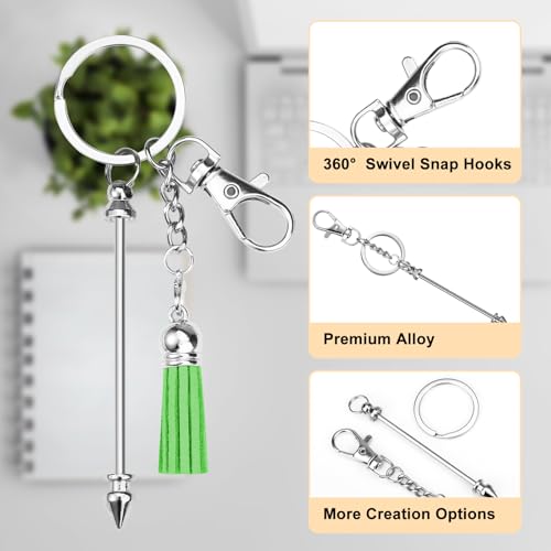 Kit de llaveros para regalar a mujeres creativas con borlas alegres y cuentas 4