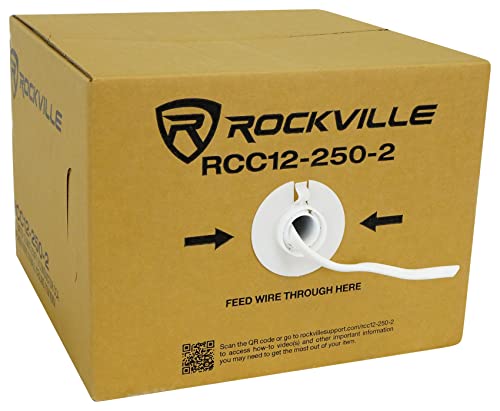 Rockville RCC12-250-2 12 AWG 250ft CCA Speaker Wire, CL2 Rated, 70V Compatible, In-Wall/Ceiling, Flexible Jacket, High Strand Count, for Home Theater and Commercial Audio