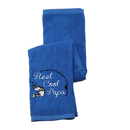Fishing Towel Fisherman Gift Reel Cool Dad Papa Embroidered Towel with Clip (Reel Cool Papa)