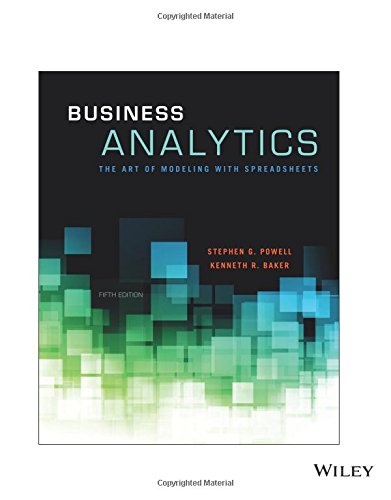 Business Analytics: The Art of Modeling with Spreadsheets, Fifth Edition: The Art of Modeling with Spreadsheets