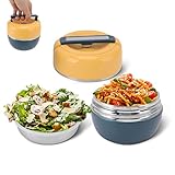 Thermo-Lunchbox, 0,8 l Bento-Boxen aus Edelstahl für Studenten, auslaufsicheres Thermo-Lunchbox-Geschirr-Set, 2-lagige isolierte Lunchbehälter, vakuumisolierte Lebensmittel für Kinder und Erwachsene