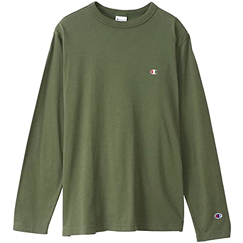 [チャンピオン] ロングTシャツ 長袖Tシャツ 綿100% 定番 ワンポイントロゴ刺繍 ロングスリーブTシャツ C3-P401 メンズ ダークグリーン XL