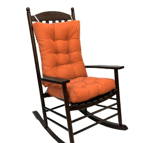 Pasrdqoyp Rocking Chair Cushion Pad, 2 Pieces Indoor/Outdoor Rocking Soft Thickened Patio Chaise Lounger Cushion Overstuffed Patio Chair Cushion (Orange)