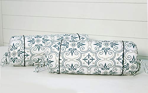 Image of AURAVE Cotton Satin 300 TC Bolster Cover with Drawstring Closure, Set of 2, Soft Breathable Durable Machine Washable for Sofa Bed & Home Decor, 15 inchx30 inch, Blue | Cover Only