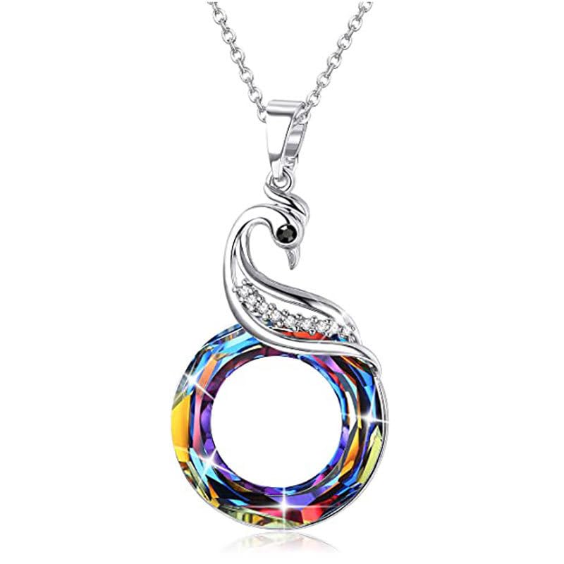 Pendentif cristal Phoenix en argent 925 anti-allergie, collier ajustable