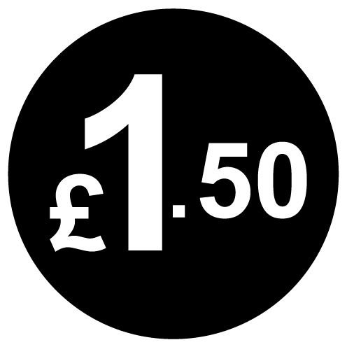£ Black Price Stickers - 20mm, £1.50, 10000 — image 1
