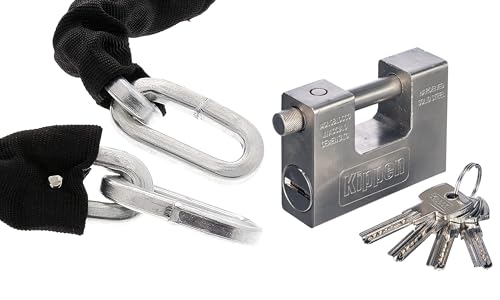Kippen 2011CX - Kit Sicurezza Per Moto, Scooter E Bici, Composto Da: Catena Antifurto Misura 10X1500 Mm + Lucchetto Cementato Antiscasso 90 Mm. - 2