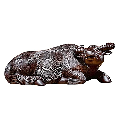 Ornement de sculpture de vache ébène pour décoration bureau zen