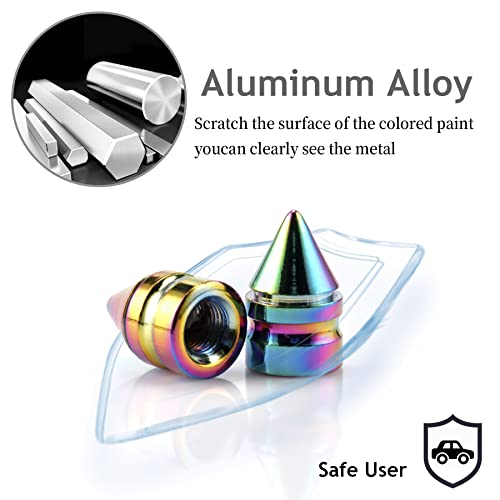 SINGARO Car Tire Valve Caps, 4 Pieces of Universal Aluminum Alloy Tire Trim Accessories Dust Tire Covers for Cars, Trucks, SUVs and Motorcycles(Colorful)