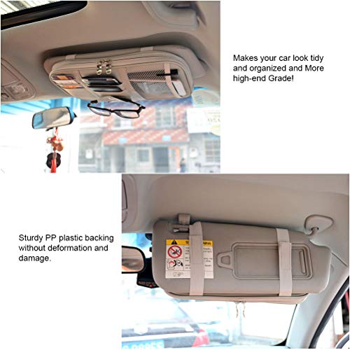 Car Sun Visor Organizer Bag,PU Leather Universal Auto Interior Accessories Pocket Organizer,Multi-Function Registration and Document Holder Pouch,Sunglasses Ticket Documents Pen Card Holder (Gray) - Thumbnail 2