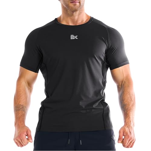 BROKIG Men's DiamondGrid Workout Gym Shirt-Breathable Short Sleeve Muscle Tee,Quick Dry Crewneck Top for Bodybuilding3