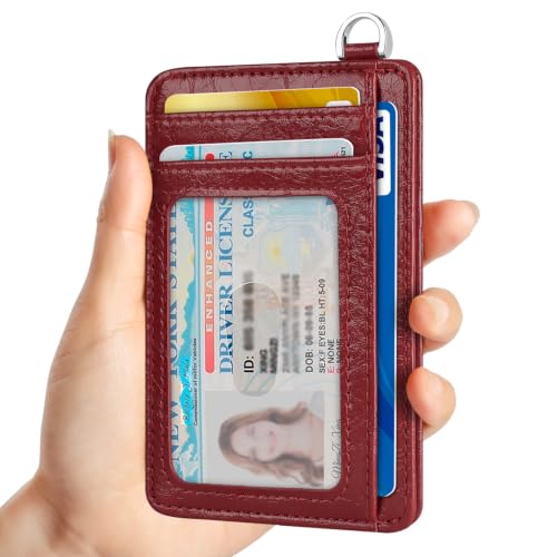 Image of Slim Minimalist Front Pocket Wallet, RFID Blocking Credit Card Holder Wallet with Integrated D-Shackle for Men Women