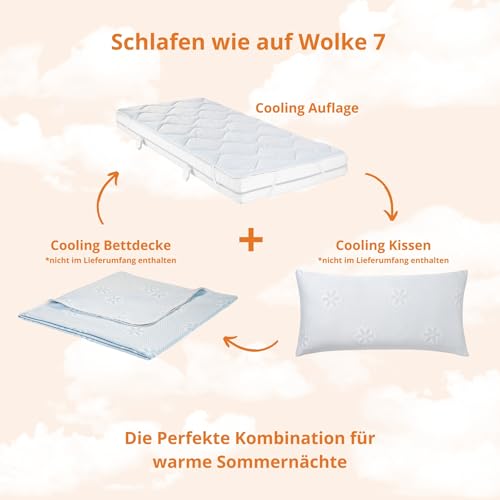 sleepling Matratzenauflage 90x200 cm, Matratzenschoner 90 x 200 cm für Sommer und Winter mit kühlendem & wärmendem Doppeltuchbezug inkl. Eckschlaufen, Oeko-TEX, Made in EU, Waschbar bis 40 Grad