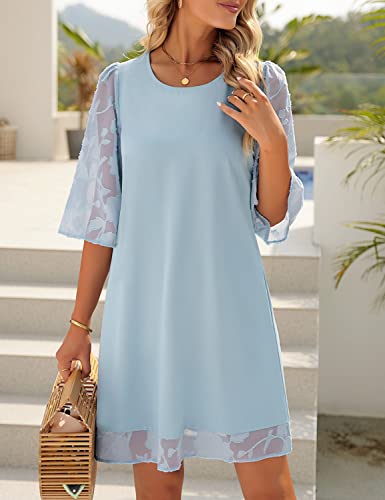 Image of LookbookStore 3 /4 Sleeve Dress for Women Shift Cute Summer Tunic Floral Lace Dresses