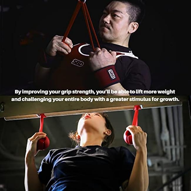 Premium Silicone Grips with Straps, 'Ogrip' (Hand Grips Strength Trainer Exerciser for Pull up, Rows, Fitness, Workout/Thick Grip Training Adapter, Fat Bar Weight Lifting, Barbells, Dumbbells)