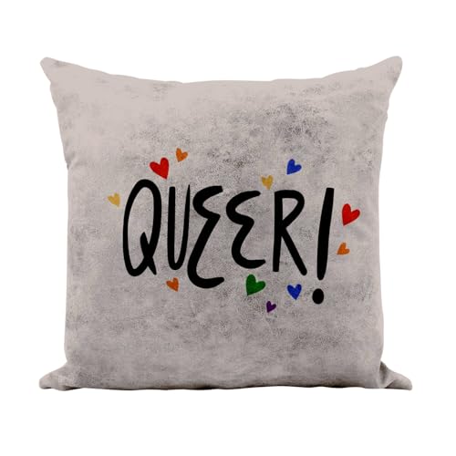 Coussin LGBT Pride Arc-en-Ciel Similicuir Camel pour Salon Moderne