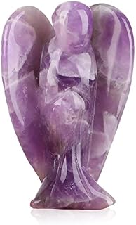 Amethyst Crystal Angel Figurine,Natural Healing Crystals Gemstone,Reiki Healing Statue Gifts for Kids Friends Family Anxiety Decoration Pocket Guardian Angel Love Peace Energy (1.5 Inch)