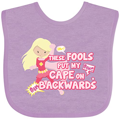 Image of inktastic These Fools Put My Cape on Backwards® Pink Superhero Baby Bib