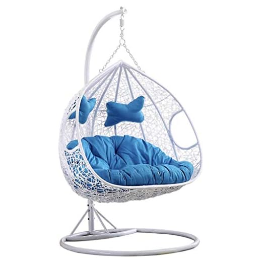 Hindoro Rattan and Wicker Outdoor Furniture Double Seater Hanging Swing for 1 Adult and 1 Baby Combined (White)