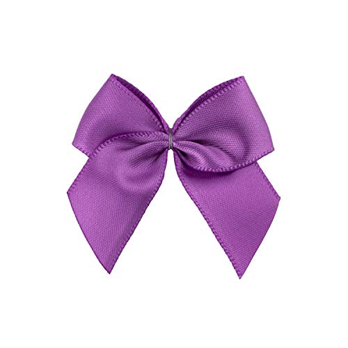 7Rainbows 50pcs Boutique Mini Purple Satin Ribbon Bows Flowers Appliques DIY Craft for Sewing Scrapbooking Wedding and Gift - Thumbnail 4