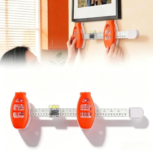 Picture Hanging Tool with Level, Precision Marking Alignment Ruler, ABS Wall Friendly DIY Hanger Tool for Photo Frames, Mirrors, Wall Decor (Orange)