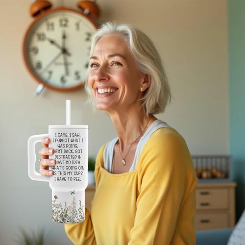 Hiboss Funny Gifts for Senior Women, I Came I Saw I Forgot Tumbler 24 Oz, Funny Gag Sarcastic Gifts for Old People Elderly Citizen Grandma Mom Aunt On Birthday Retirement - Image 3