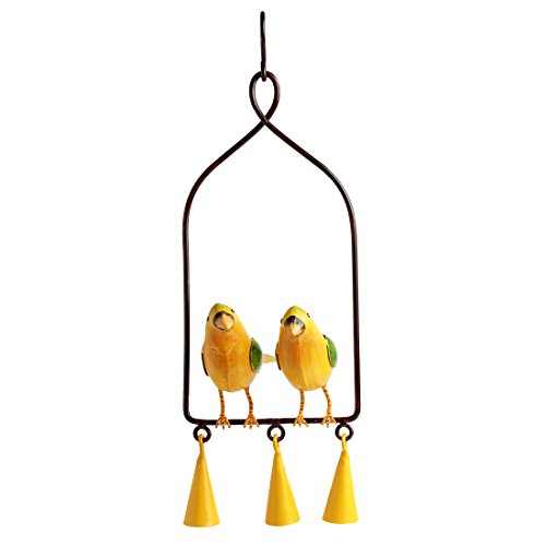 Image of ExclusiveLane 'Cannery Twittery' Hand-Painted Decorative Hanging Wind Chime in Metal -Wind Chimes for Home Positive Energy Balcony Home Decorative Items Wall Hanging Bells Decor for Living Room