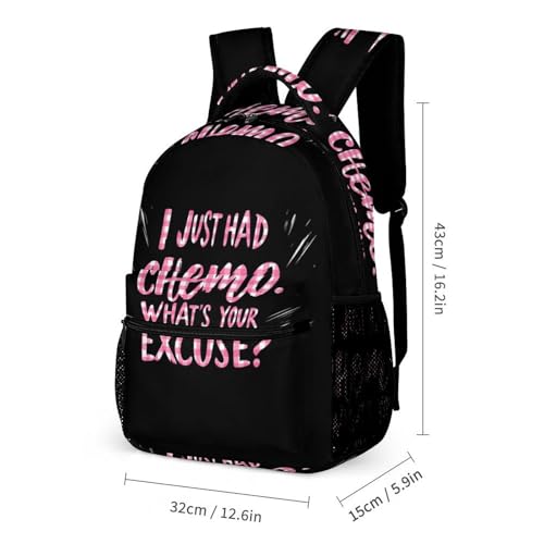 Cancer Awareness I Just Had Chemo Funny Backpack Set Lunch Bag Pencil Case Makeup Bag 3 in 1 for Men Women Travel2