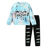 WMHNEI Toddler Kid Girl Clothes Tie Dye Pullover Sweatshirt + Girl Fashionable Colorful Leggings 2PC Pant Set(4-5T)